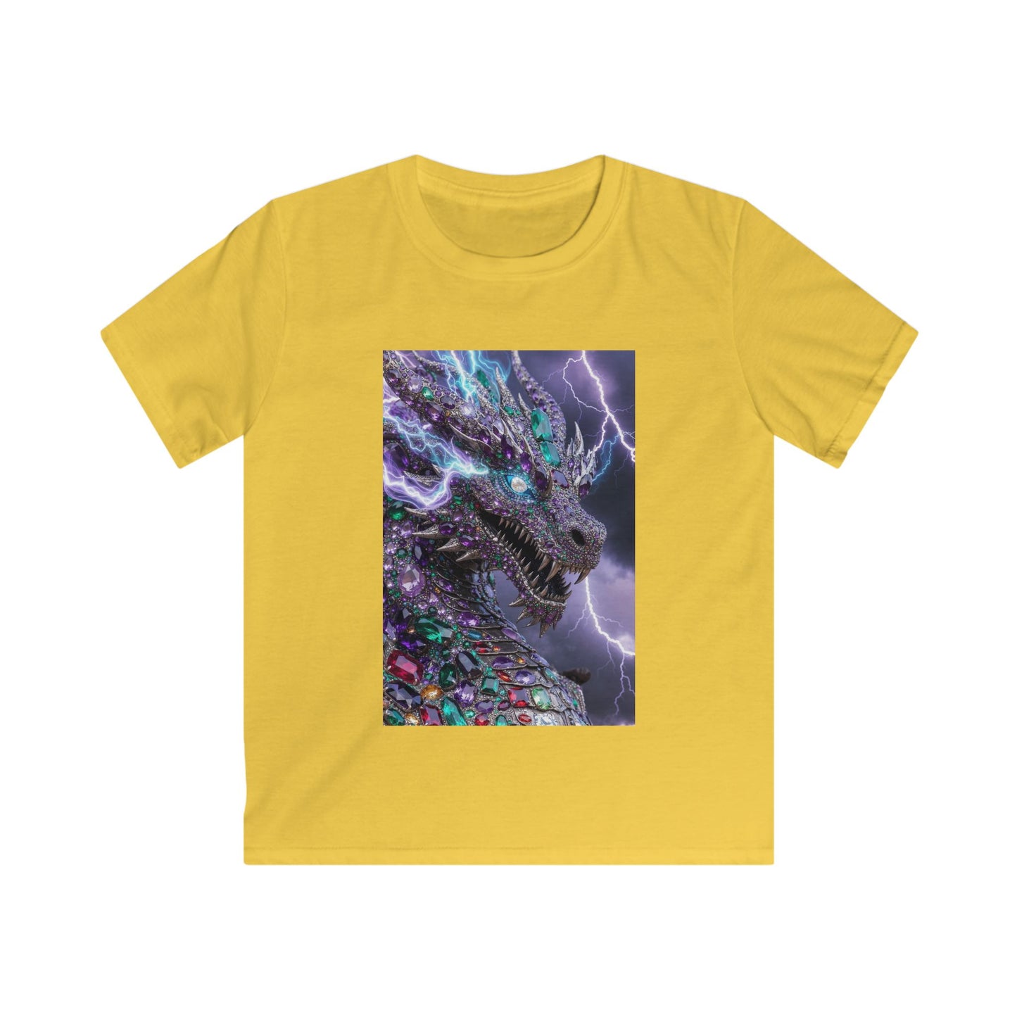 Kids Dragon Lightning T-Shirt — Colorful Neon Dragon Graphic Tee
