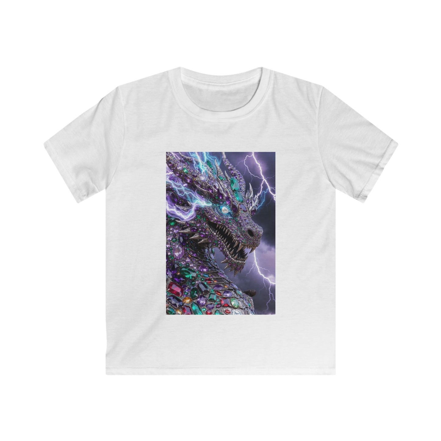 Kids Dragon Lightning T-Shirt — Colorful Neon Dragon Graphic Tee