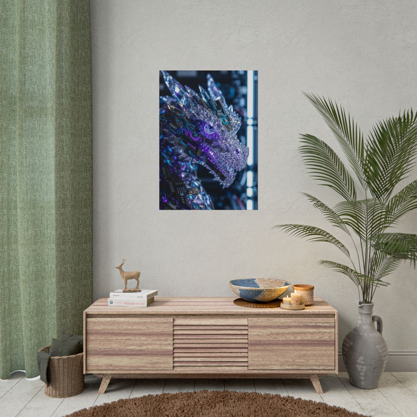 Rolled Poster — Cyber Crystal Dragon Art Print