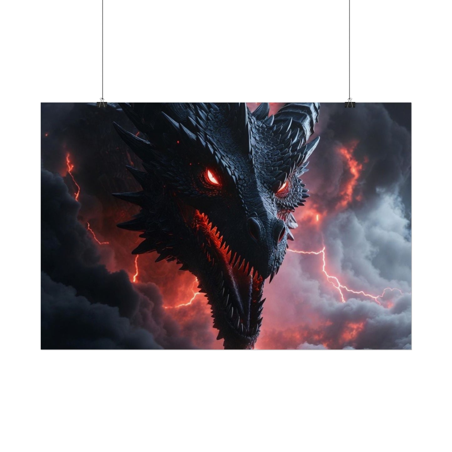 Dragon Storm Rolled Poster — Dark Fantasy Dragon Wall Art