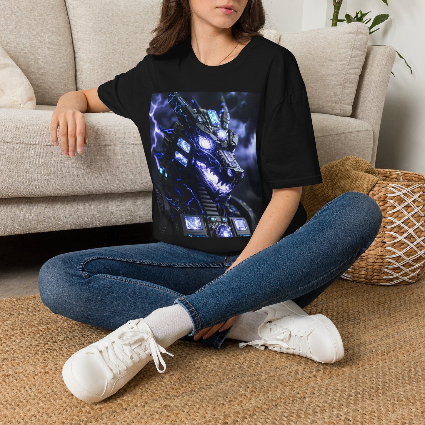 Dragon Mech Lightning T-Shirt — Cyber Dragon Graphic Tee