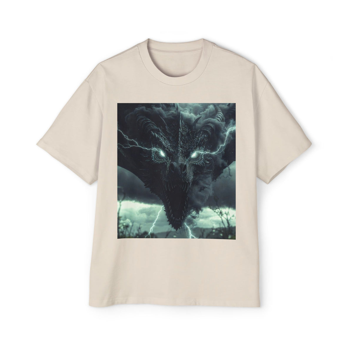 A Storm Dragon Graphic Tee — Dark Fantasy Oversized Men's T-Shirt