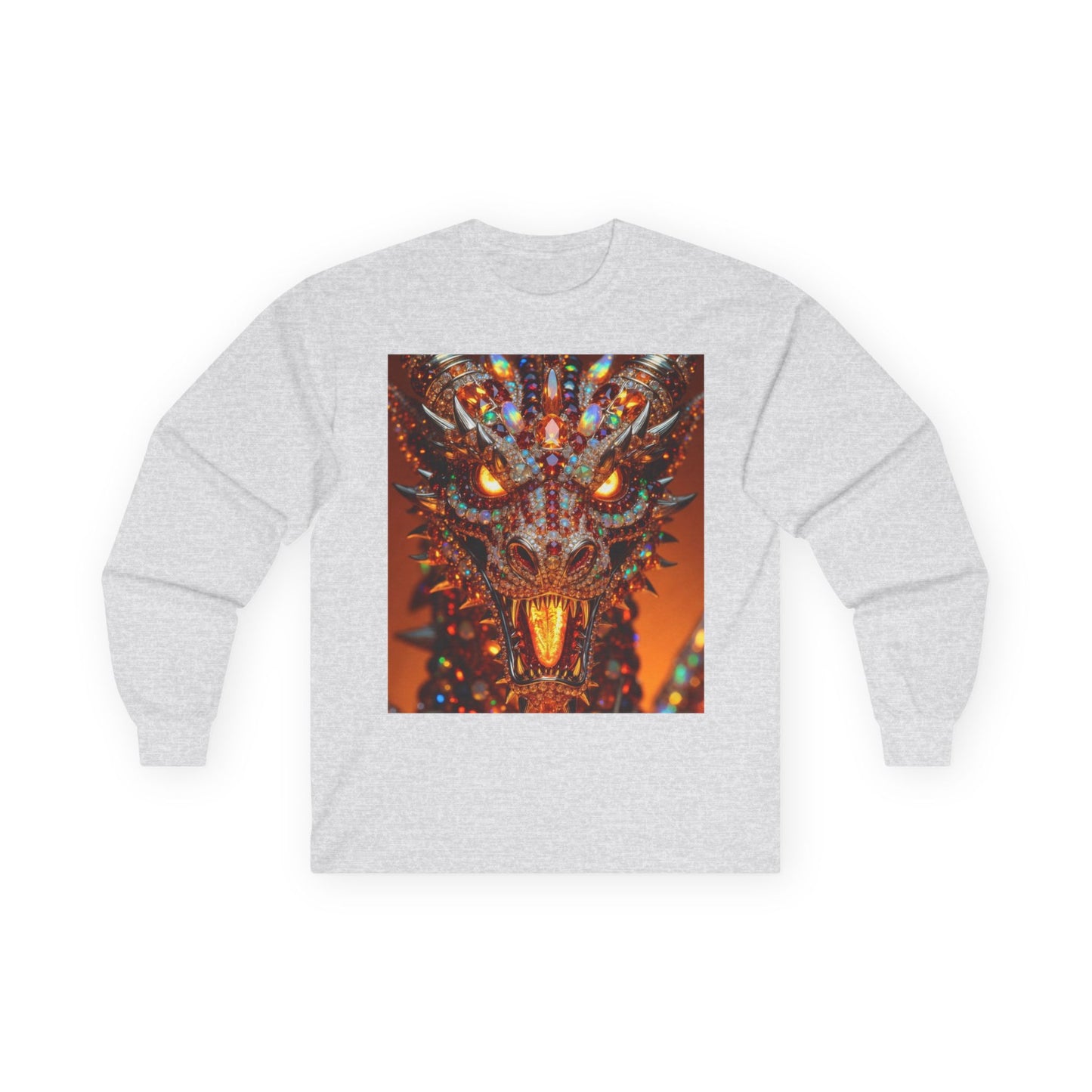 Dragon Portrait Long Sleeve Tee — Fiery Fantasy Monster Art