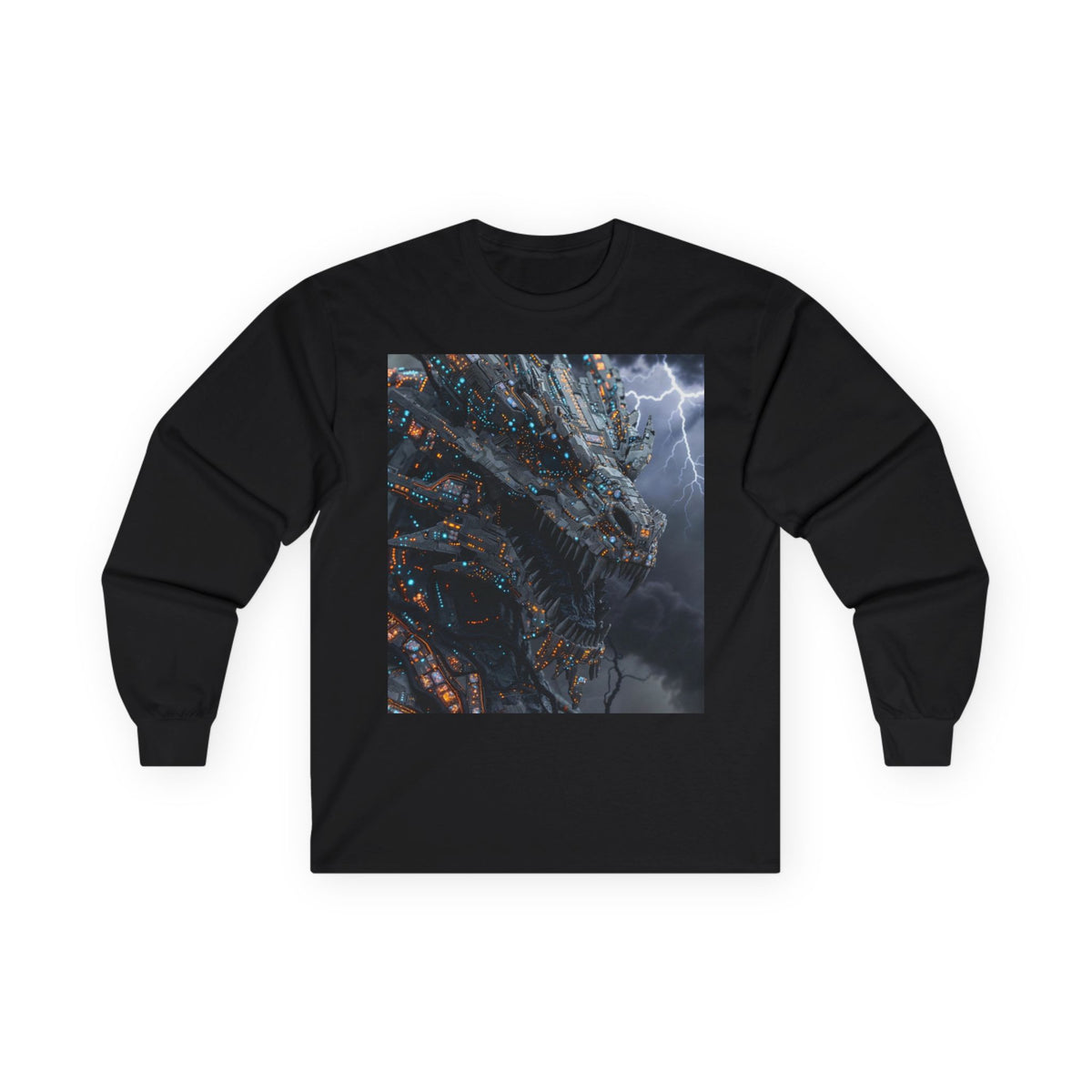 A Long Sleeve Tee — Moody Ocean Cliff Photo Pocket Print