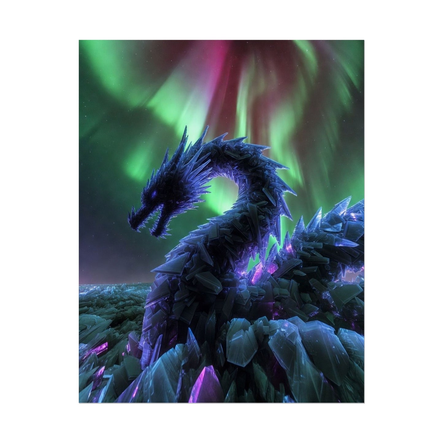 Aurora Crystal Dragon Poster — Fantasy Wall Art Print