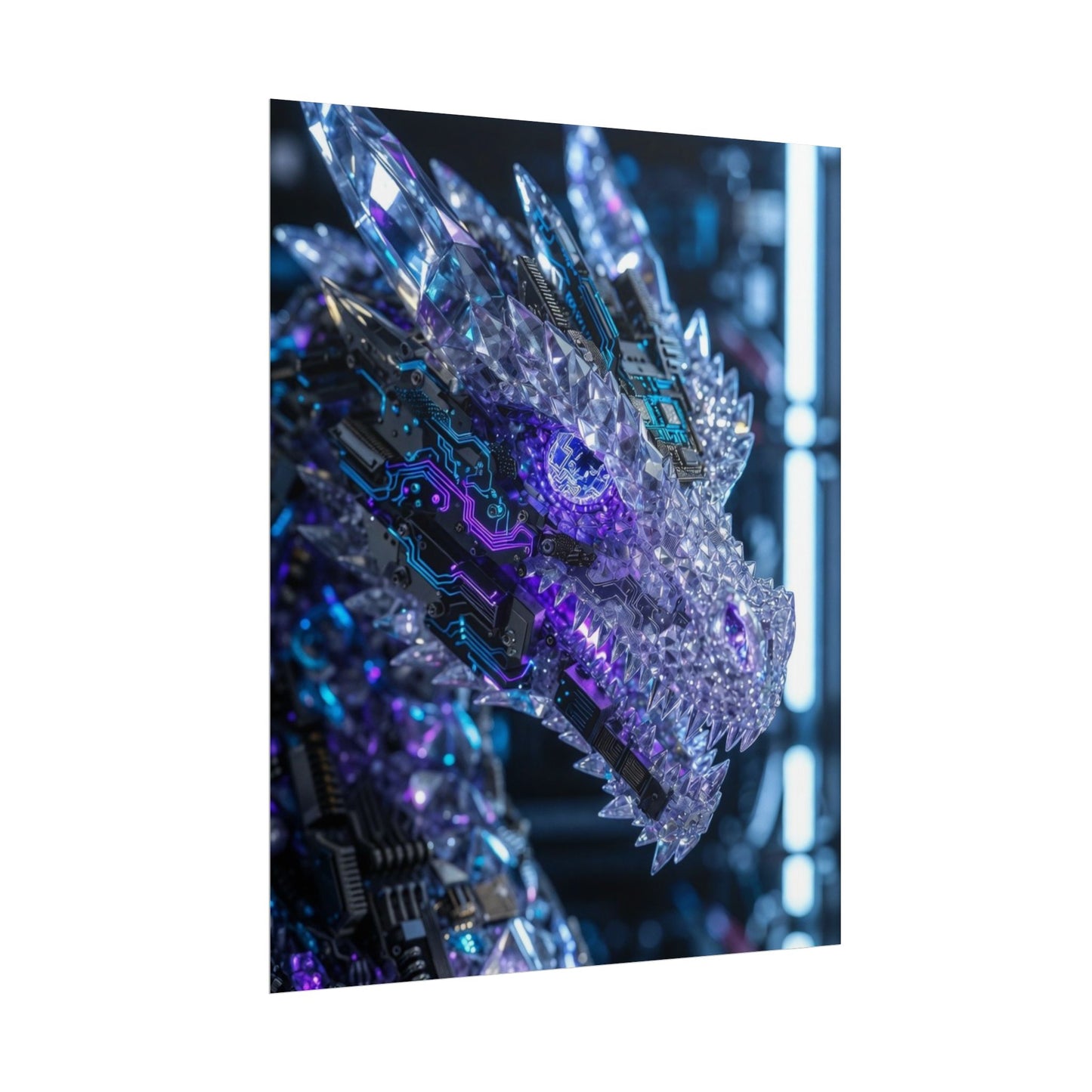 Rolled Poster — Cyber Crystal Dragon Art Print