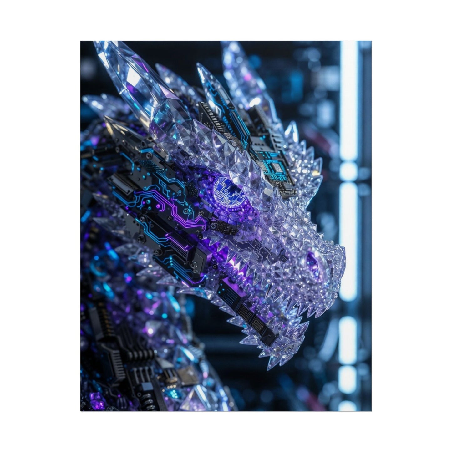 Rolled Poster — Cyber Crystal Dragon Art Print