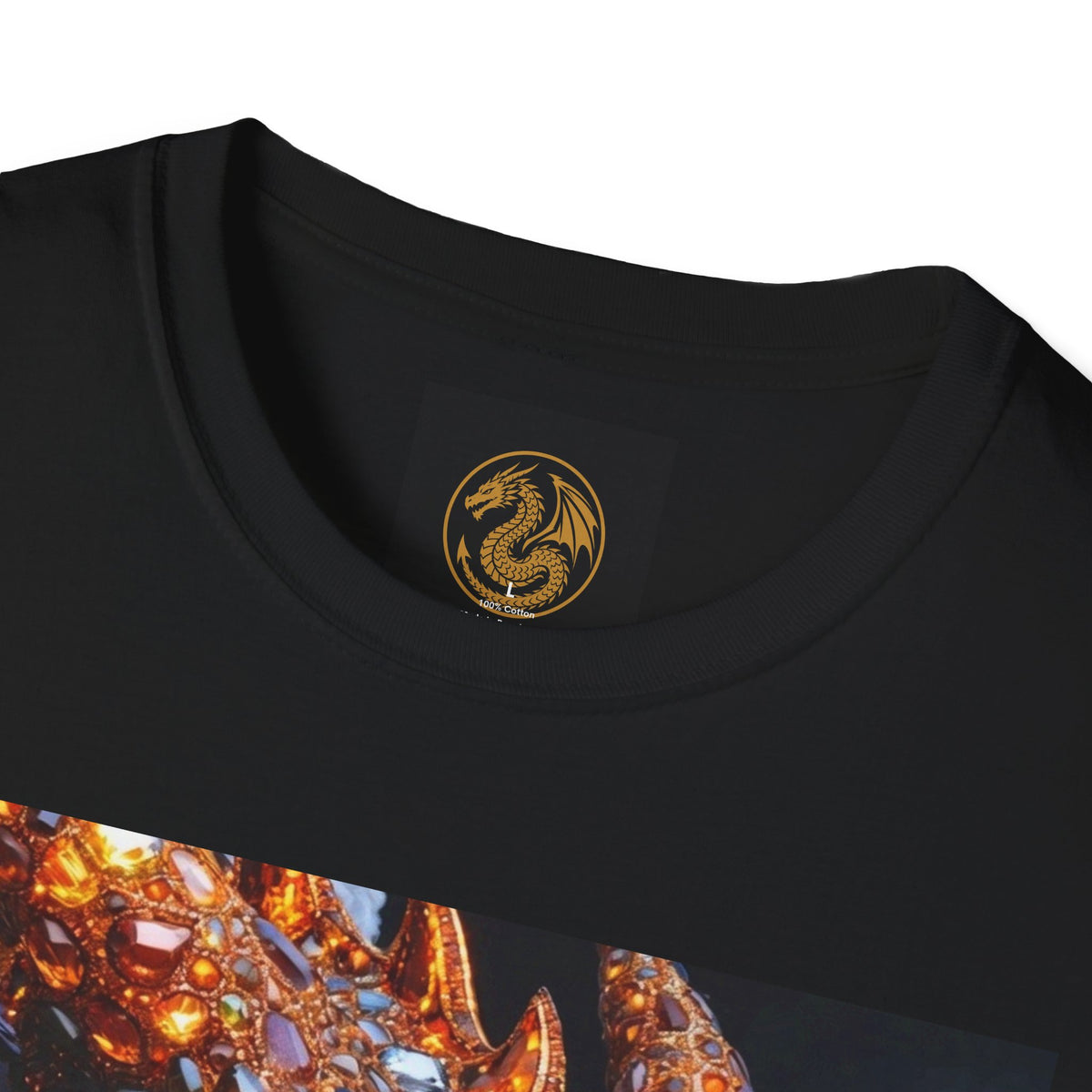 A Gemstone Dragon Head Graphic T-Shirt — Fiery Fantasy Scaly Creature Design