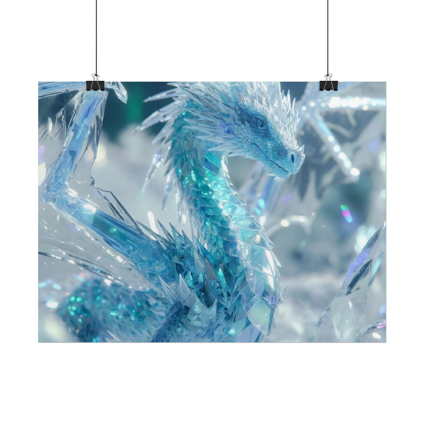 Ice Crystal Dragon Poster — Fantasy Aurora Wall Art (Rolled Poster)