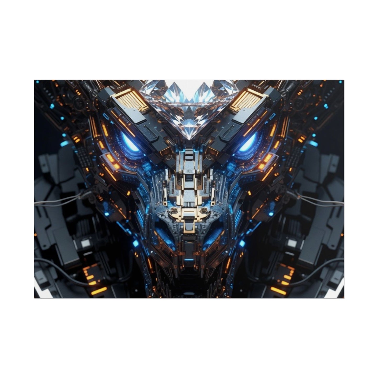 Futuristic Mech Dragon Poster – Cybernetic Robot Art Print