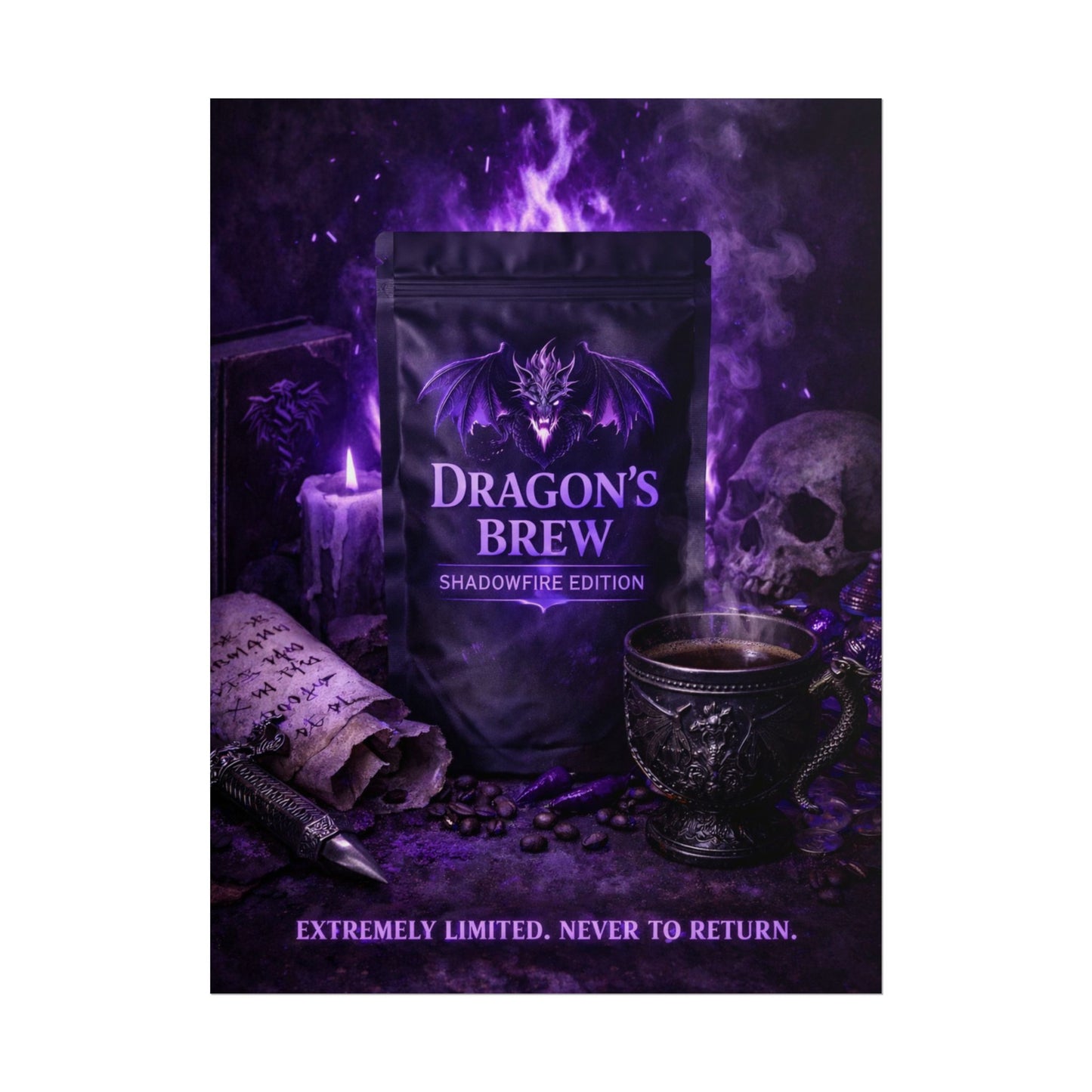 Rolled Poster — "Dragon’s Brew: Shadowfire Edition" Fantasy Poster