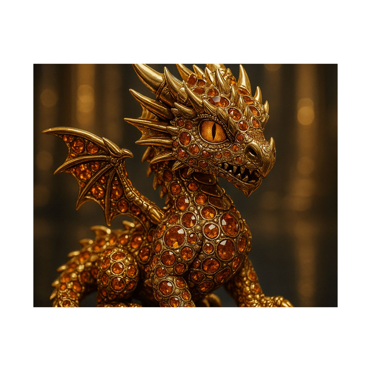 A Golden Orange Dragon Art Print, Satin Poster, Dragon Wall Art, Fantasy Decor, Gift for Gamers, Dragon Lover's Decoration