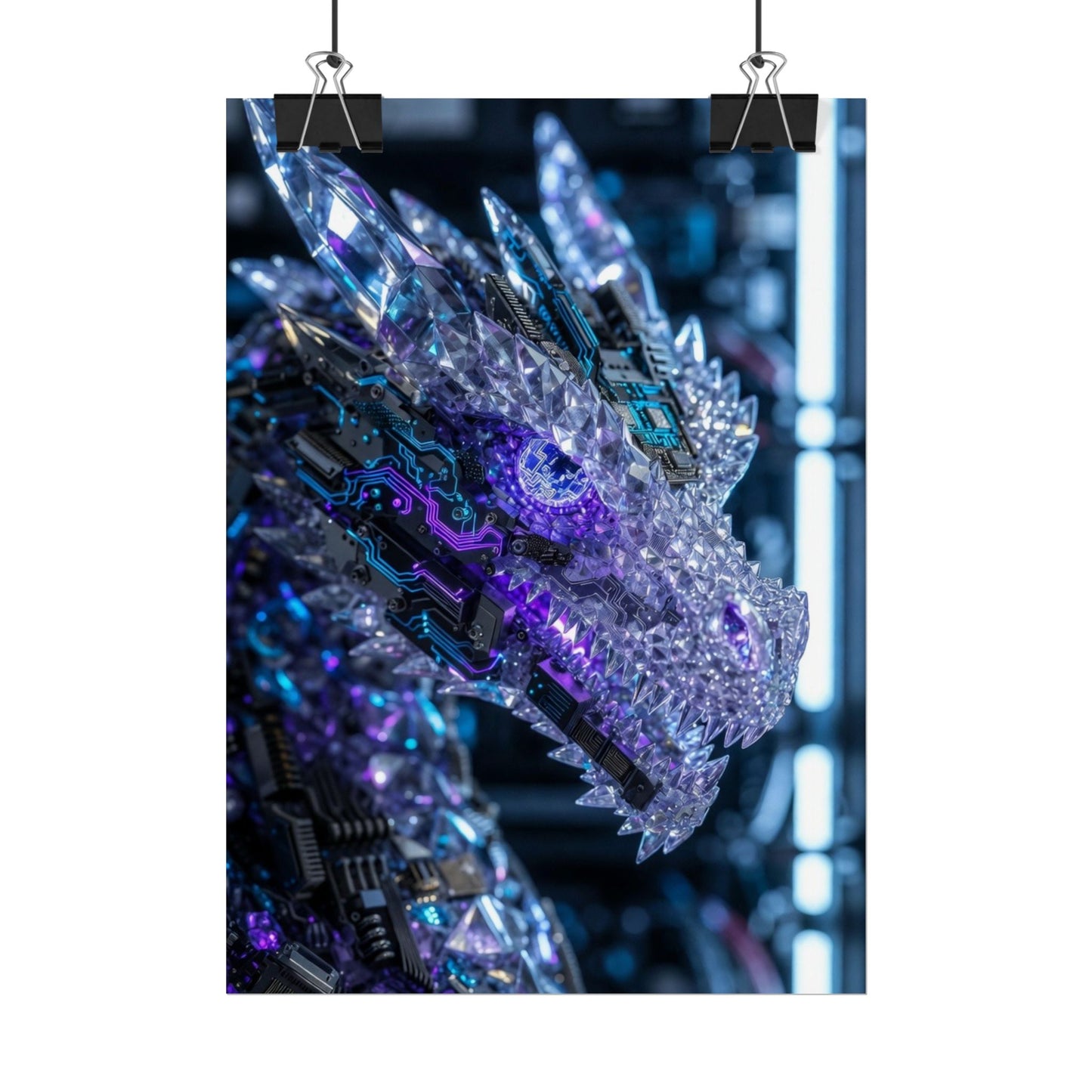 Rolled Poster — Cyber Crystal Dragon Art Print