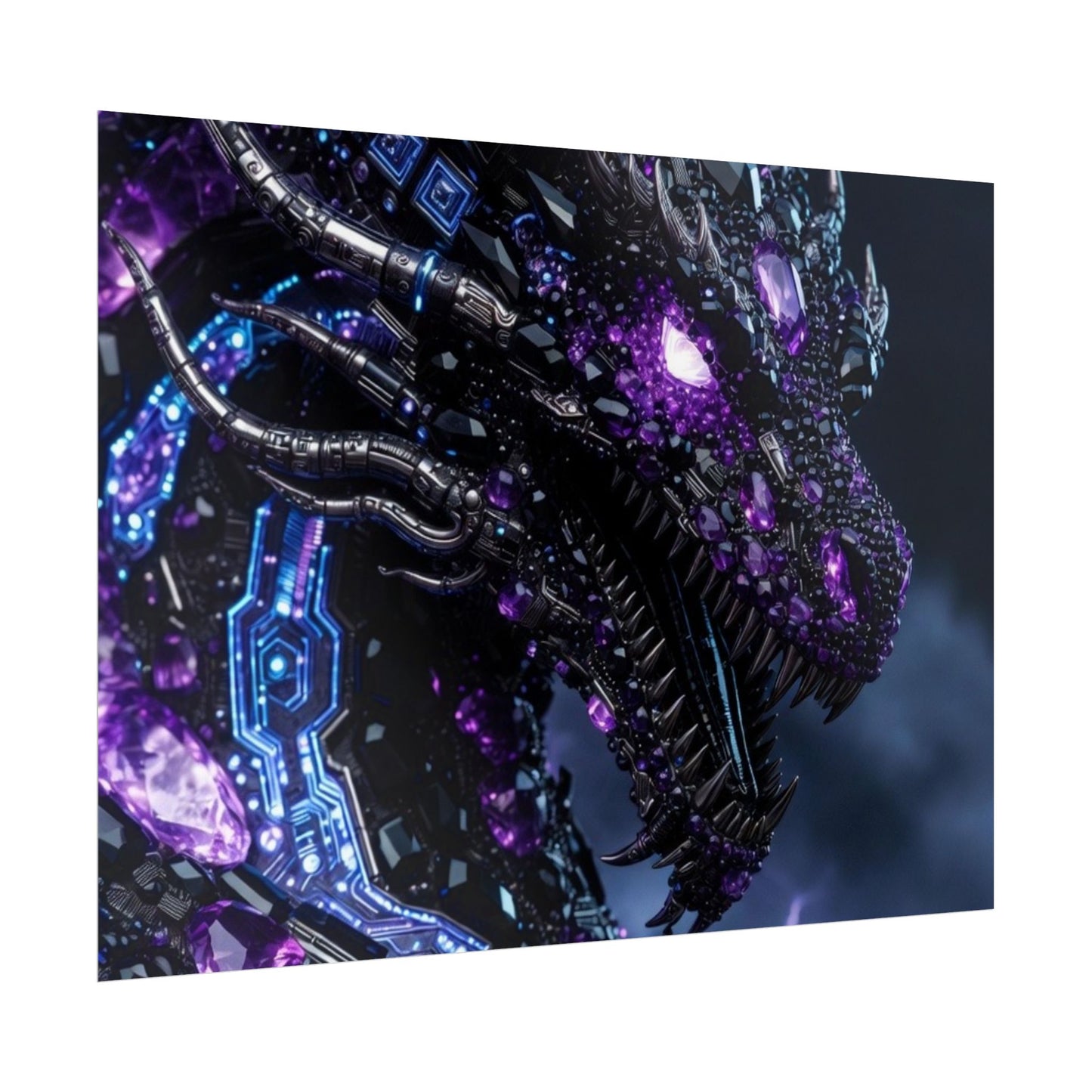 Rolled Poster — Cyberpunk Dragon Storm Art Print