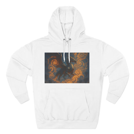 Dragon Swirl Fleece Hoodie - Three-Panel Design for Fantasy Lovers