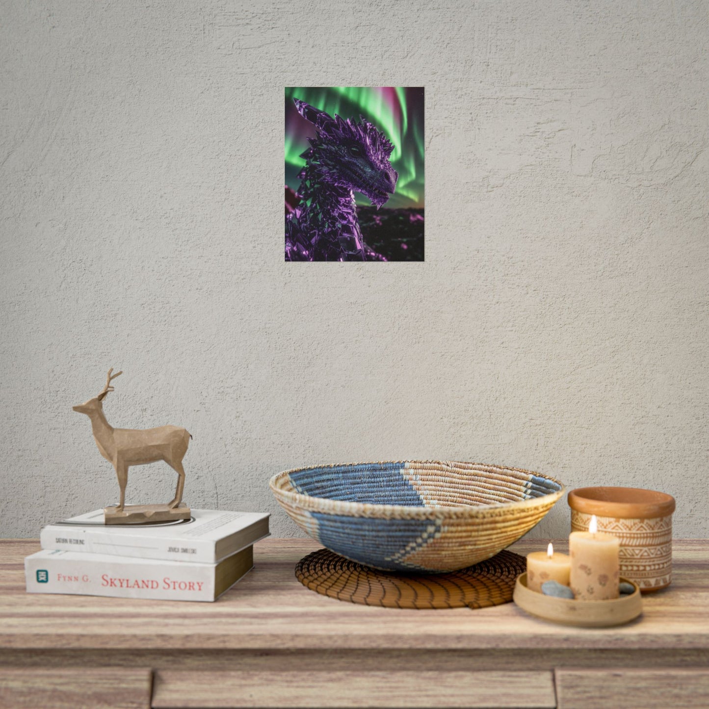 Aurora Dragon Rolled Poster — Purple Crystal Dragon Wall Art