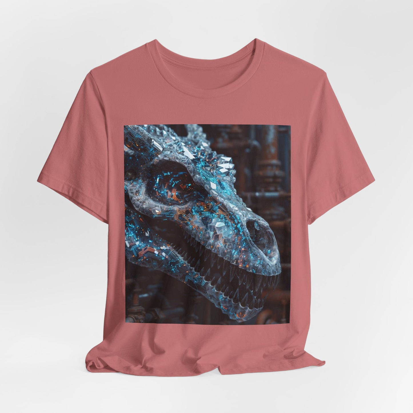Dragon Skull Graphic Tee — Iridescent Fossil Art T-Shirt