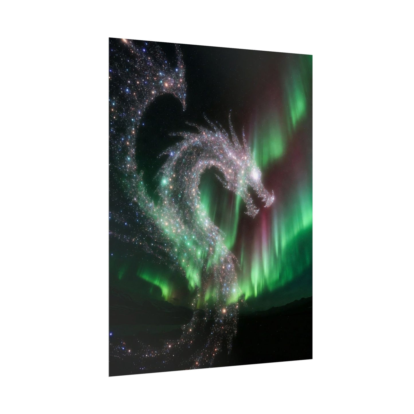 Aurora Dragon Poster — Northern Lights Fantasy Art Print