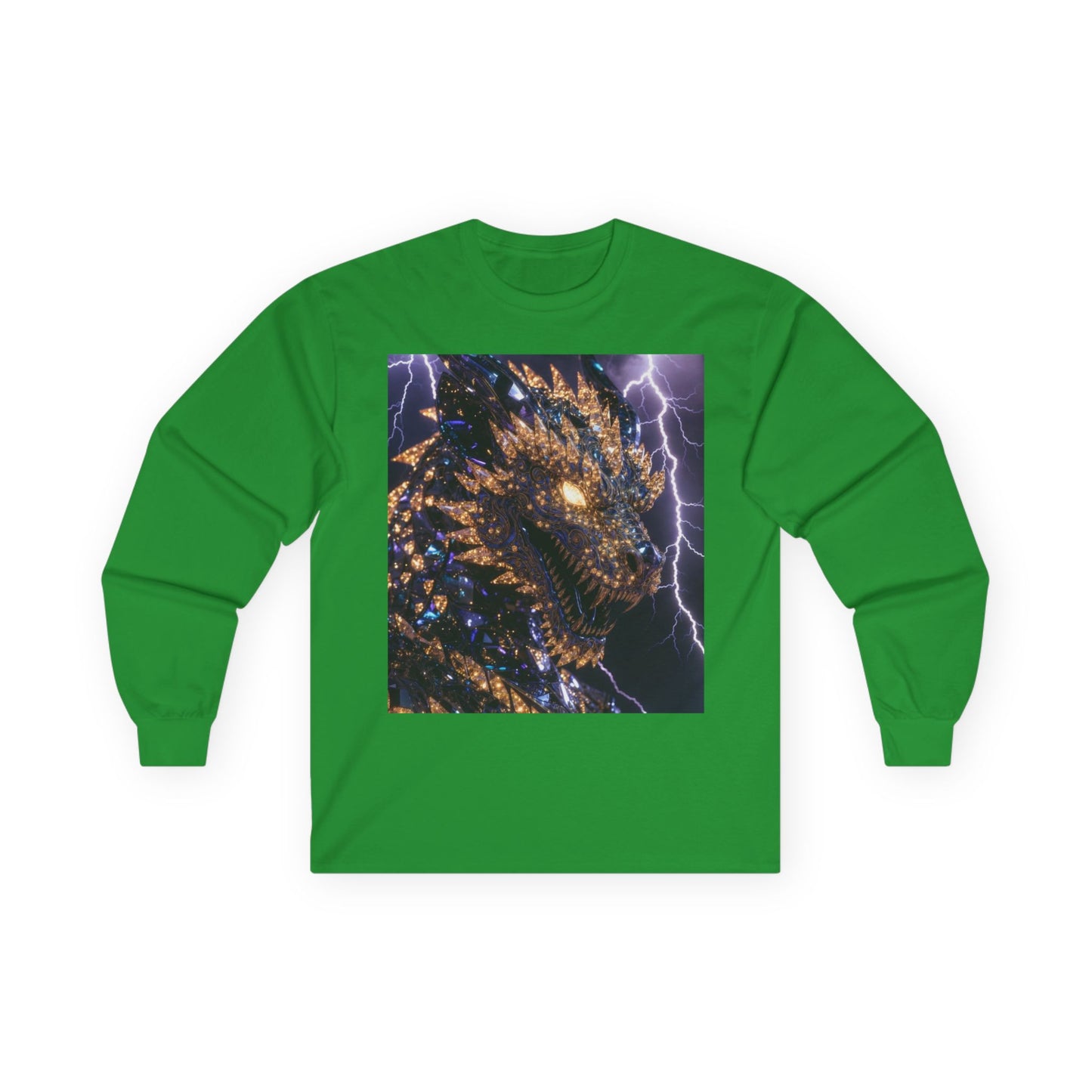 Dragon Lightning Long Sleeve Tee — Mythical Firestorm Graphic Shirt