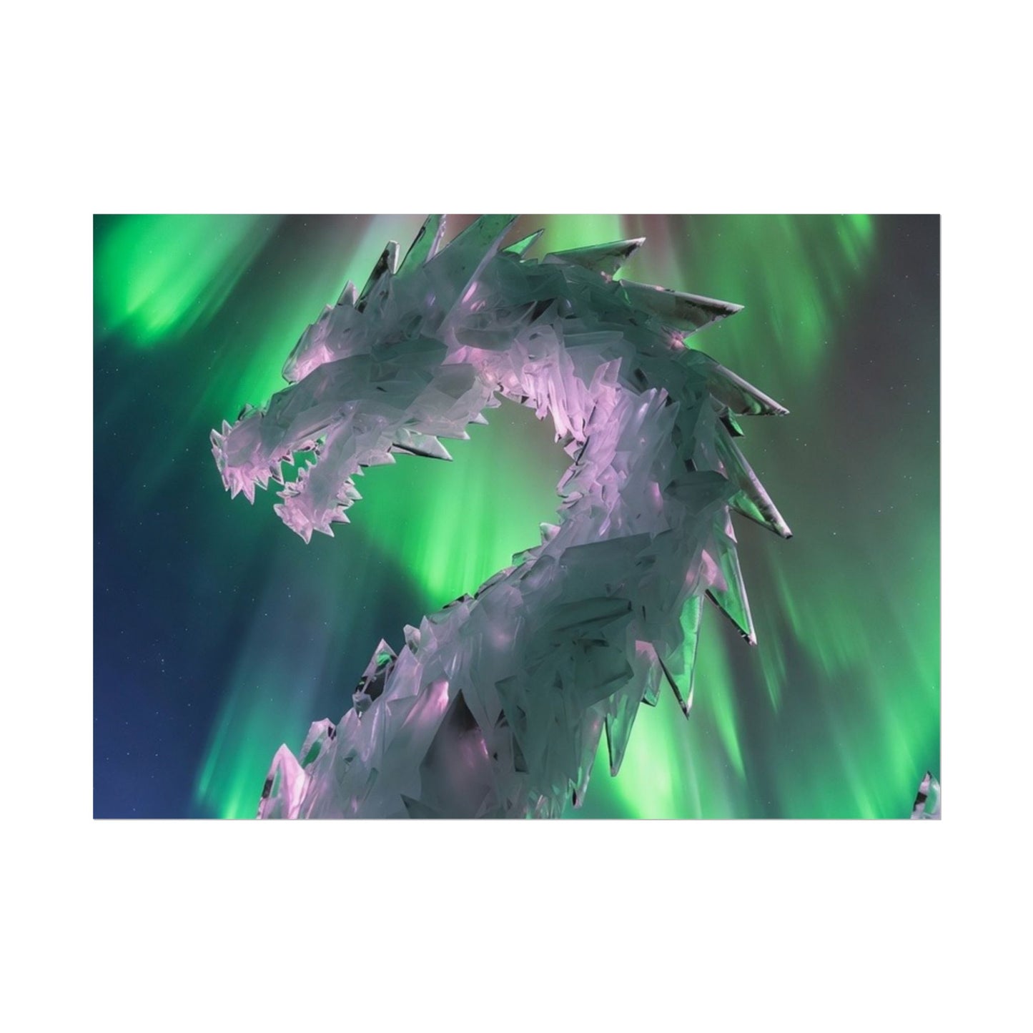 Aurora Ice Dragon Poster — Fantasy Wall Art Rolled Poster