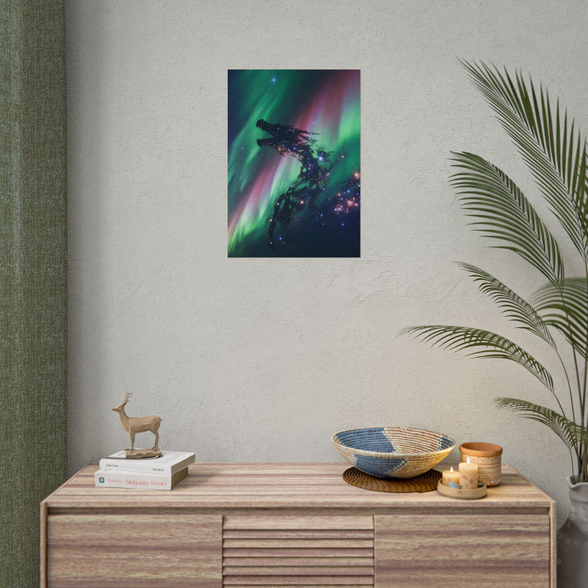 Aurora Dragon Poster — Cosmic Northern Lights Wall Art (Rolled Poster)