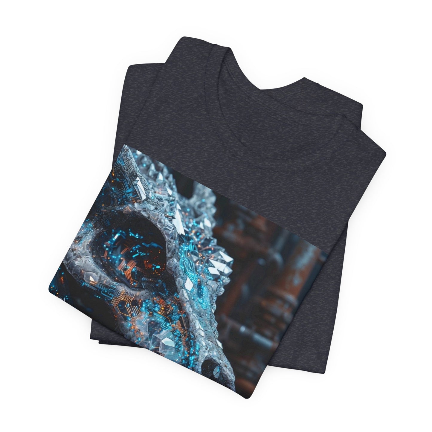 Dragon Skull Graphic Tee — Iridescent Fossil Art T-Shirt