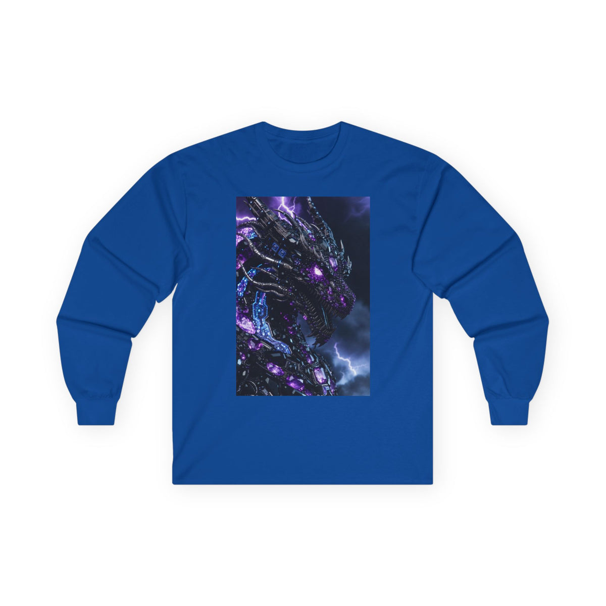A Cosmic Dragon Pocket Long Sleeve Tee — Neon Galaxy Illustration