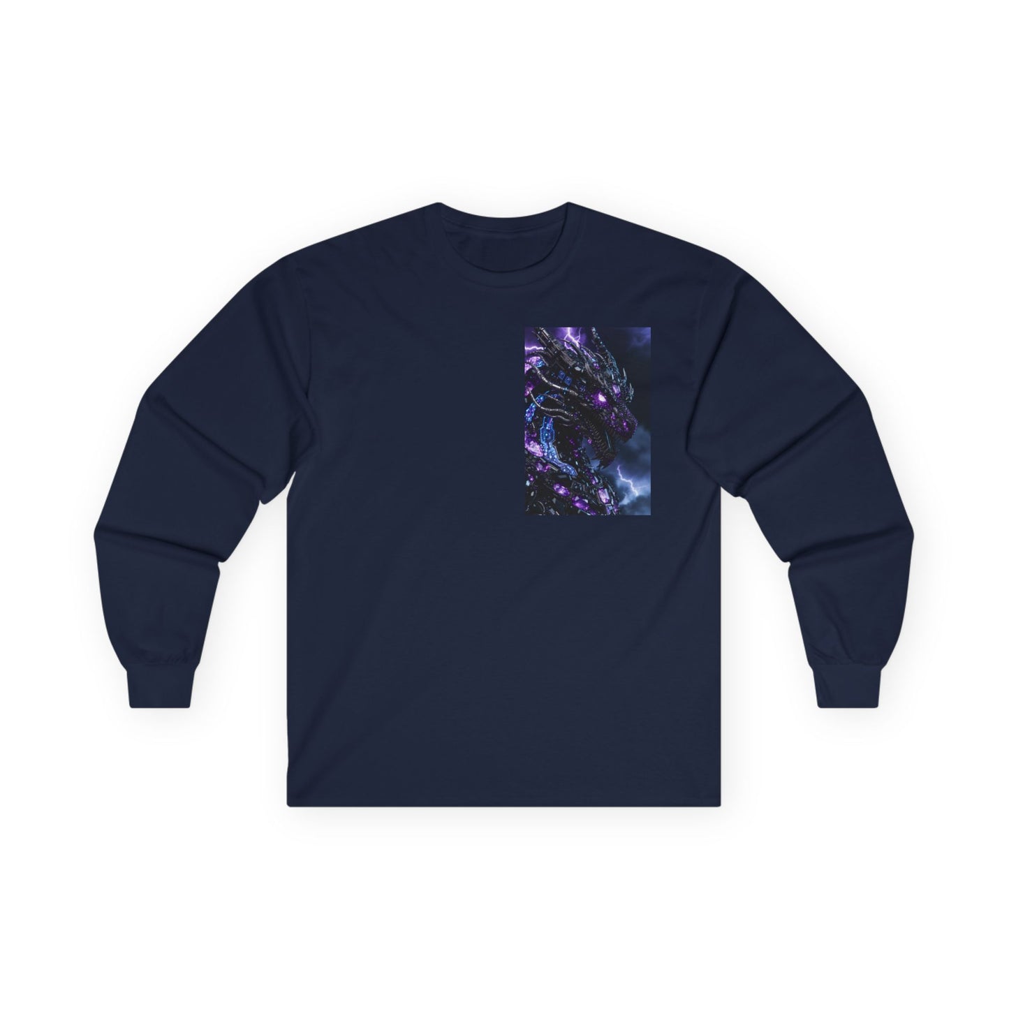 Cosmic Dragon Pocket Long Sleeve Tee — Neon Galaxy Illustration