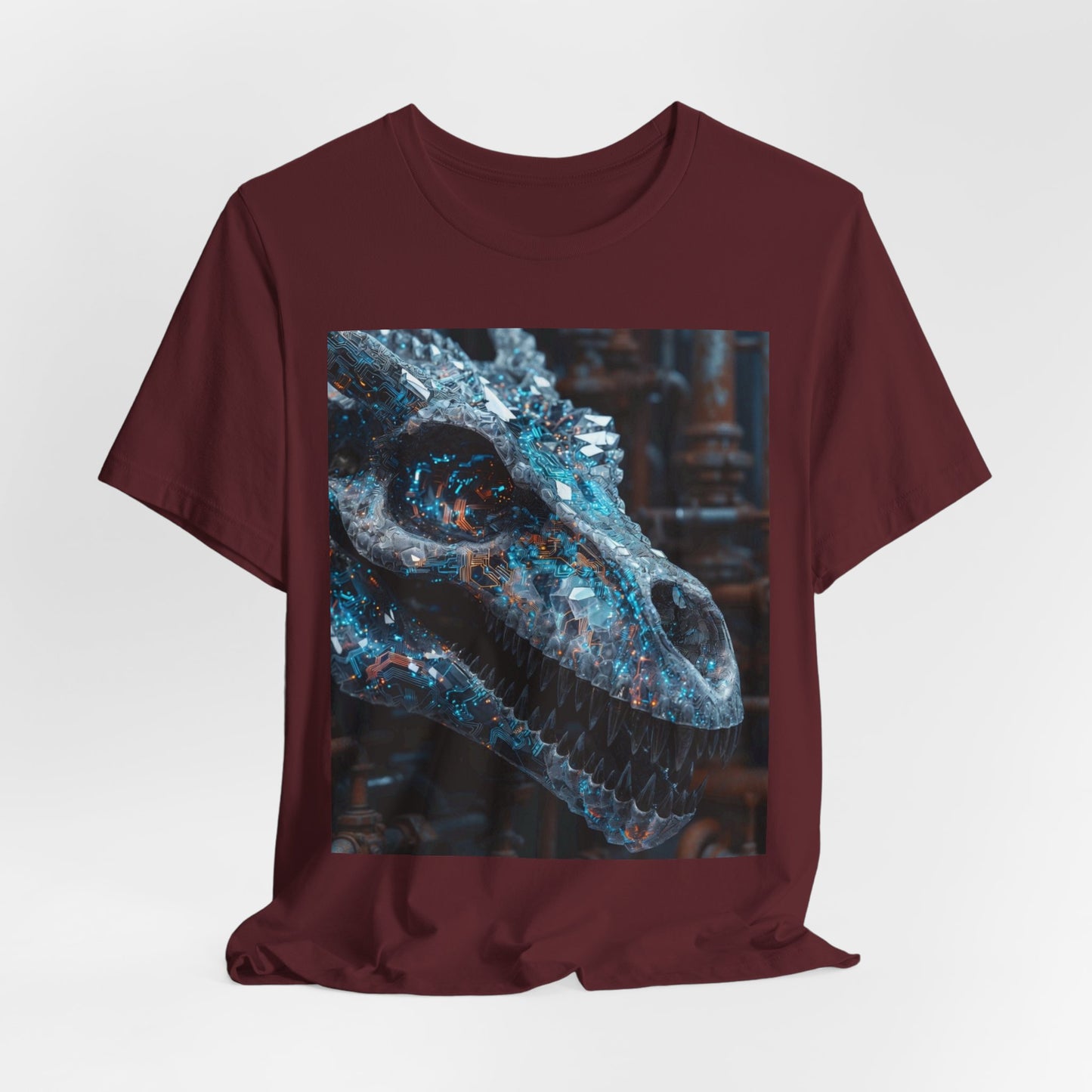 Dragon Skull Graphic Tee — Iridescent Fossil Art T-Shirt
