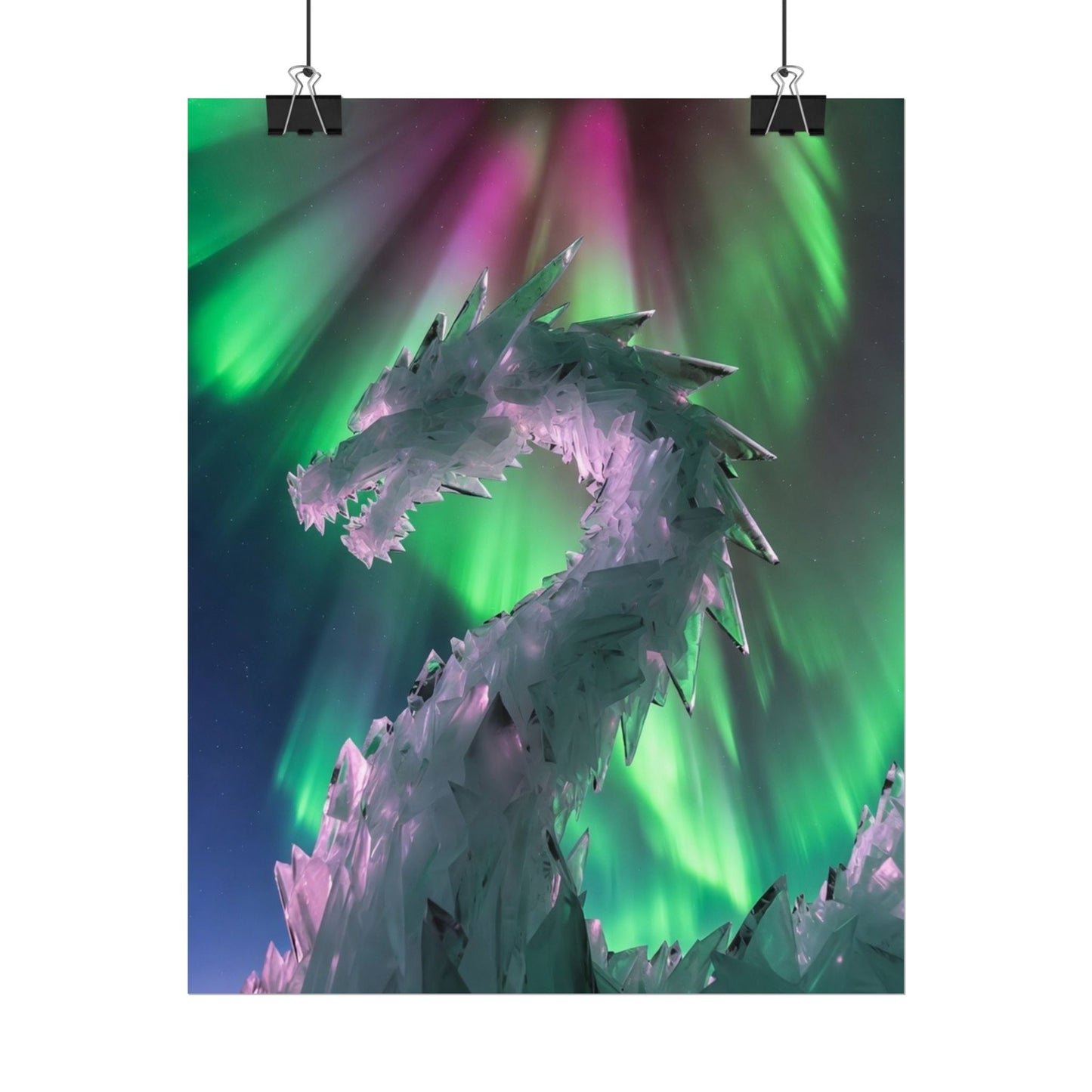 Aurora Ice Dragon Poster — Fantasy Wall Art Rolled Poster