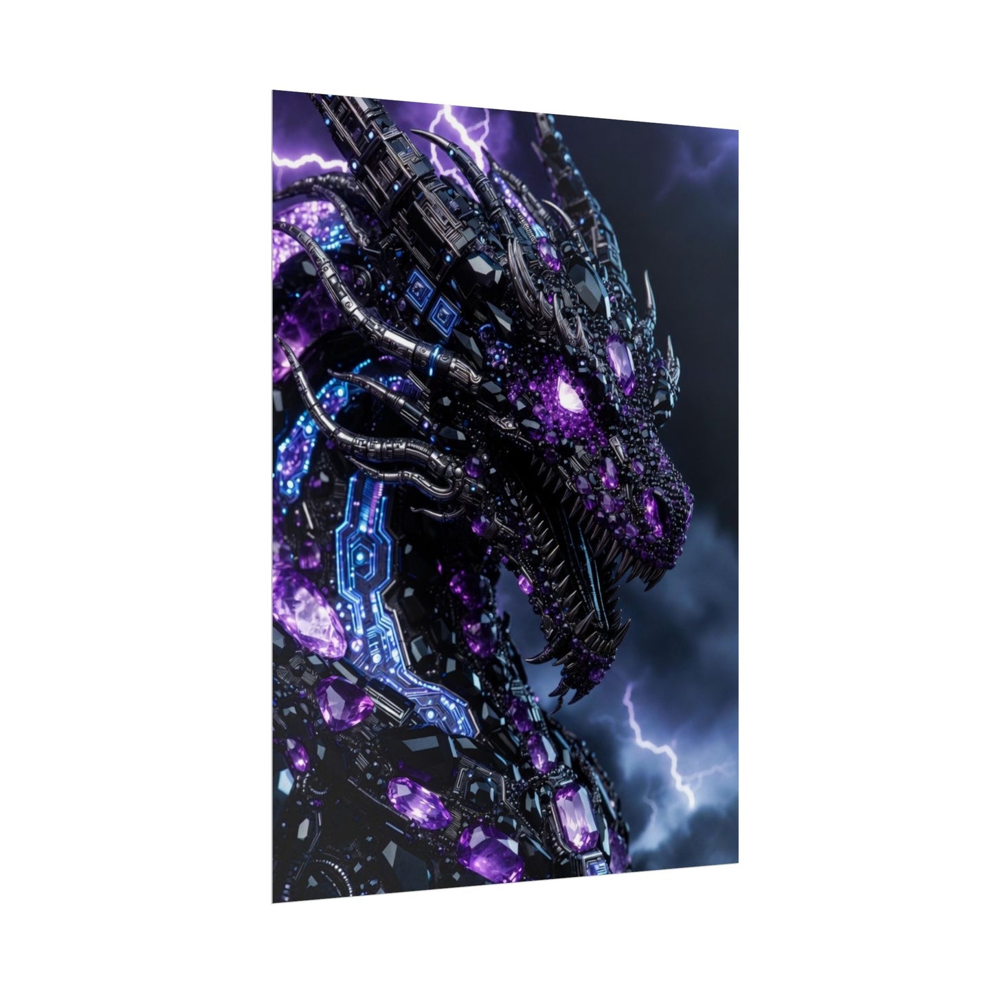 Rolled Poster — Cyberpunk Dragon Storm Art Print