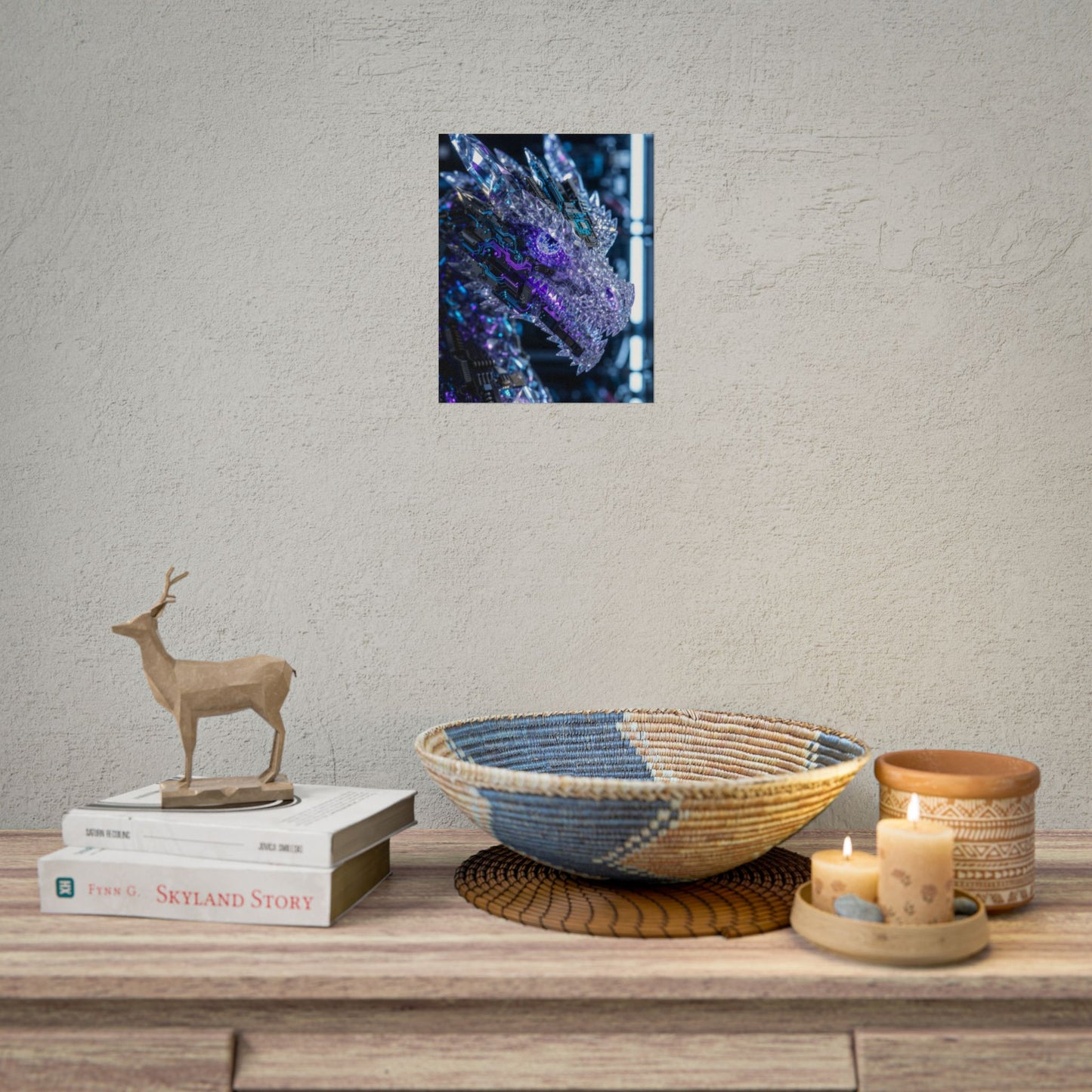 Rolled Poster — Cyber Crystal Dragon Art Print