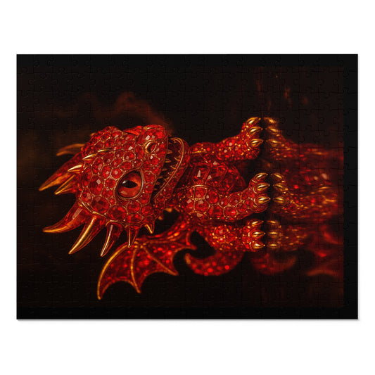 Dragon Gem Jigsaw Puzzle with Tin, Fantasy Puzzle, Kids Activities, Gifts for Game Lovers, Unique Collectible Piece