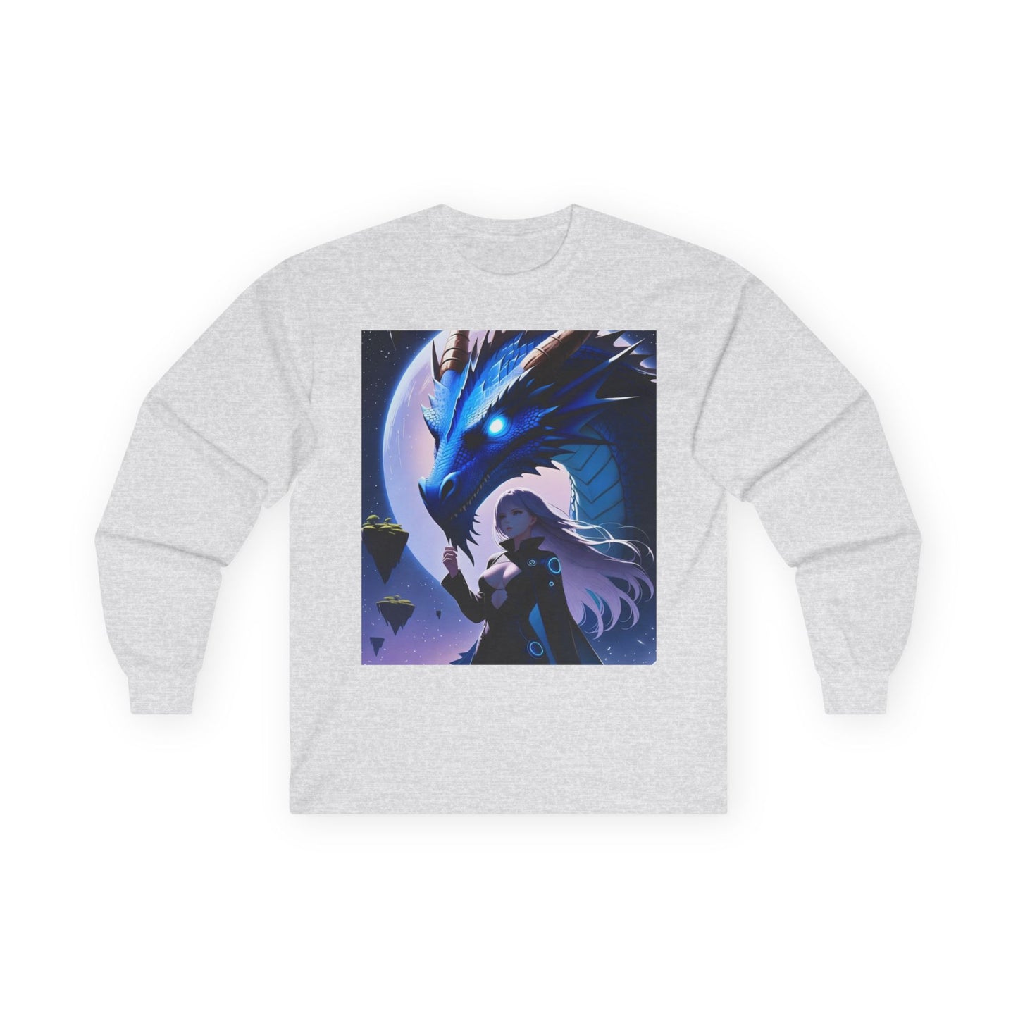 Dragon Whisperer Long Sleeve Tee — Fantasy Blue Dragon Illustration