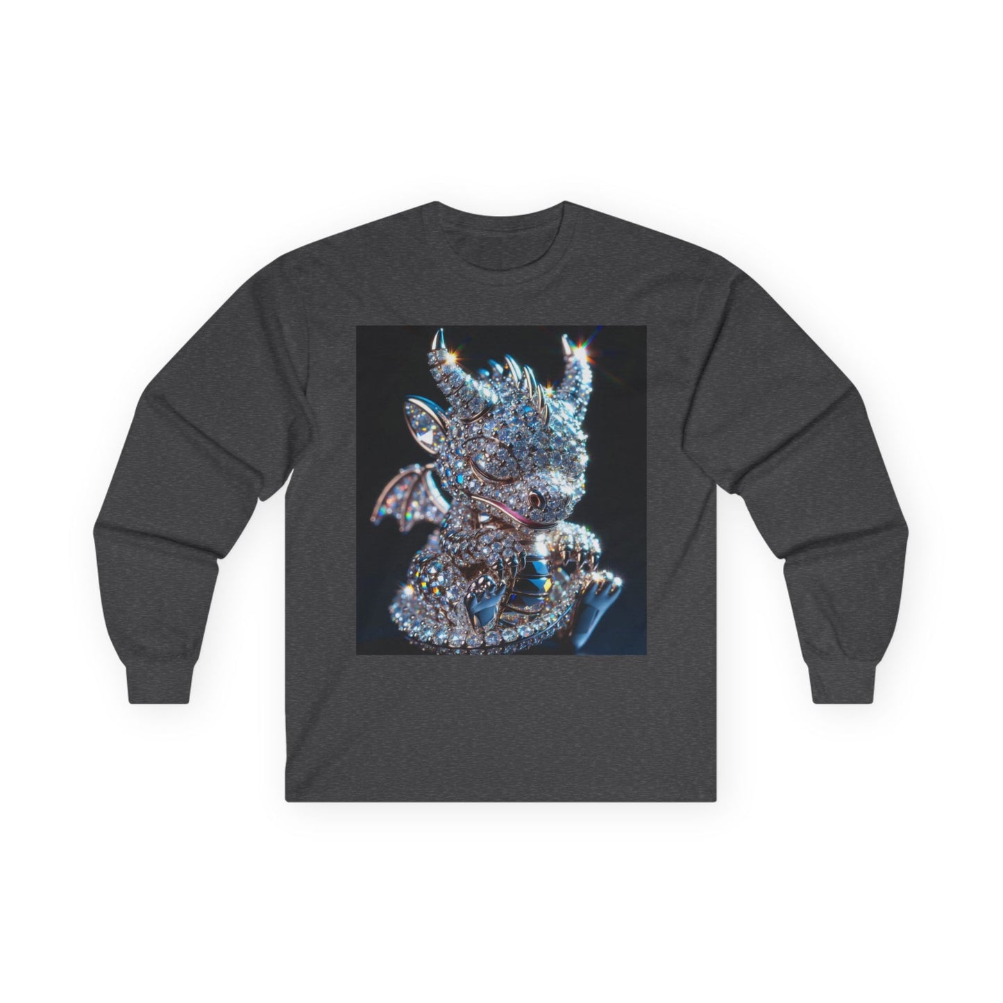 Dragon Head Long Sleeve Tee — Iridescent Fantasy Skull Graphic