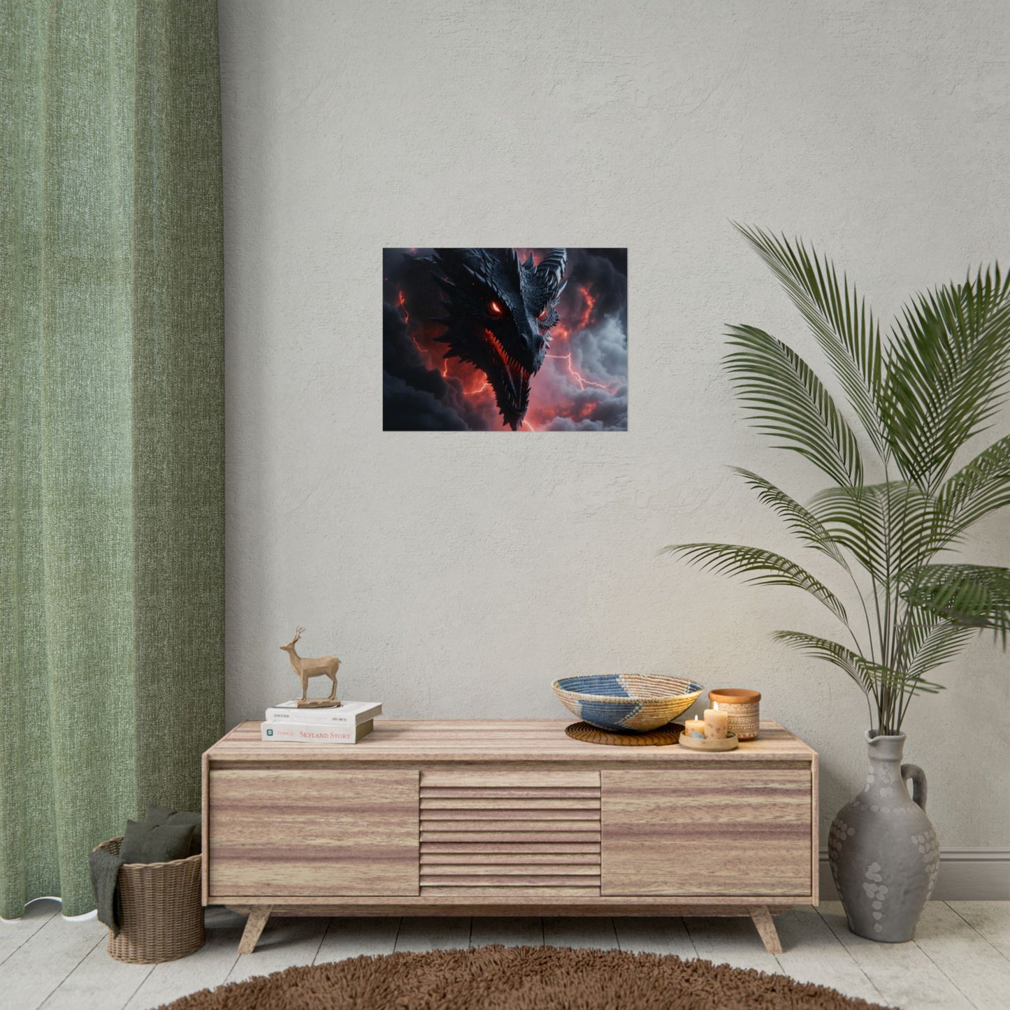 Dragon Storm Rolled Poster — Dark Fantasy Dragon Wall Art