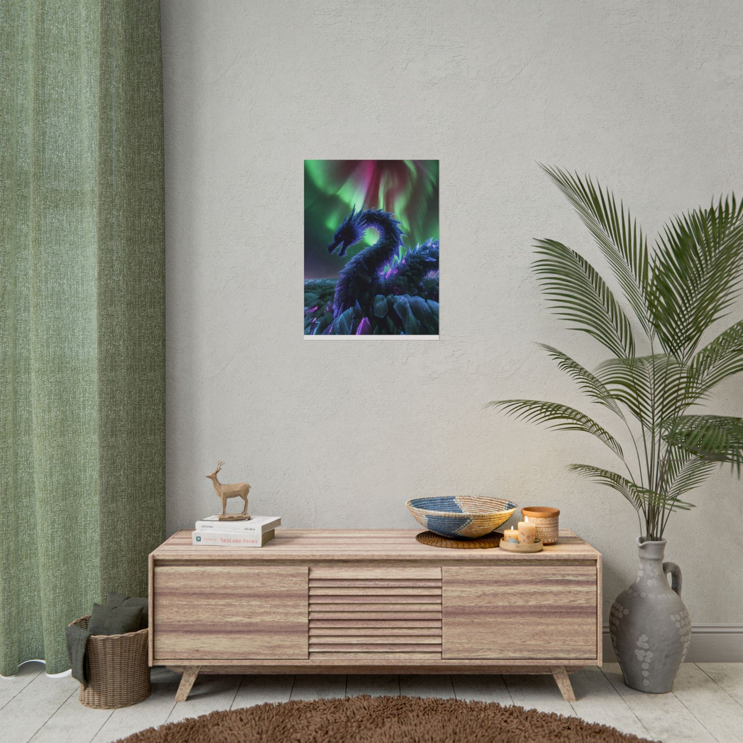 Aurora Crystal Dragon Poster — Fantasy Wall Art Print