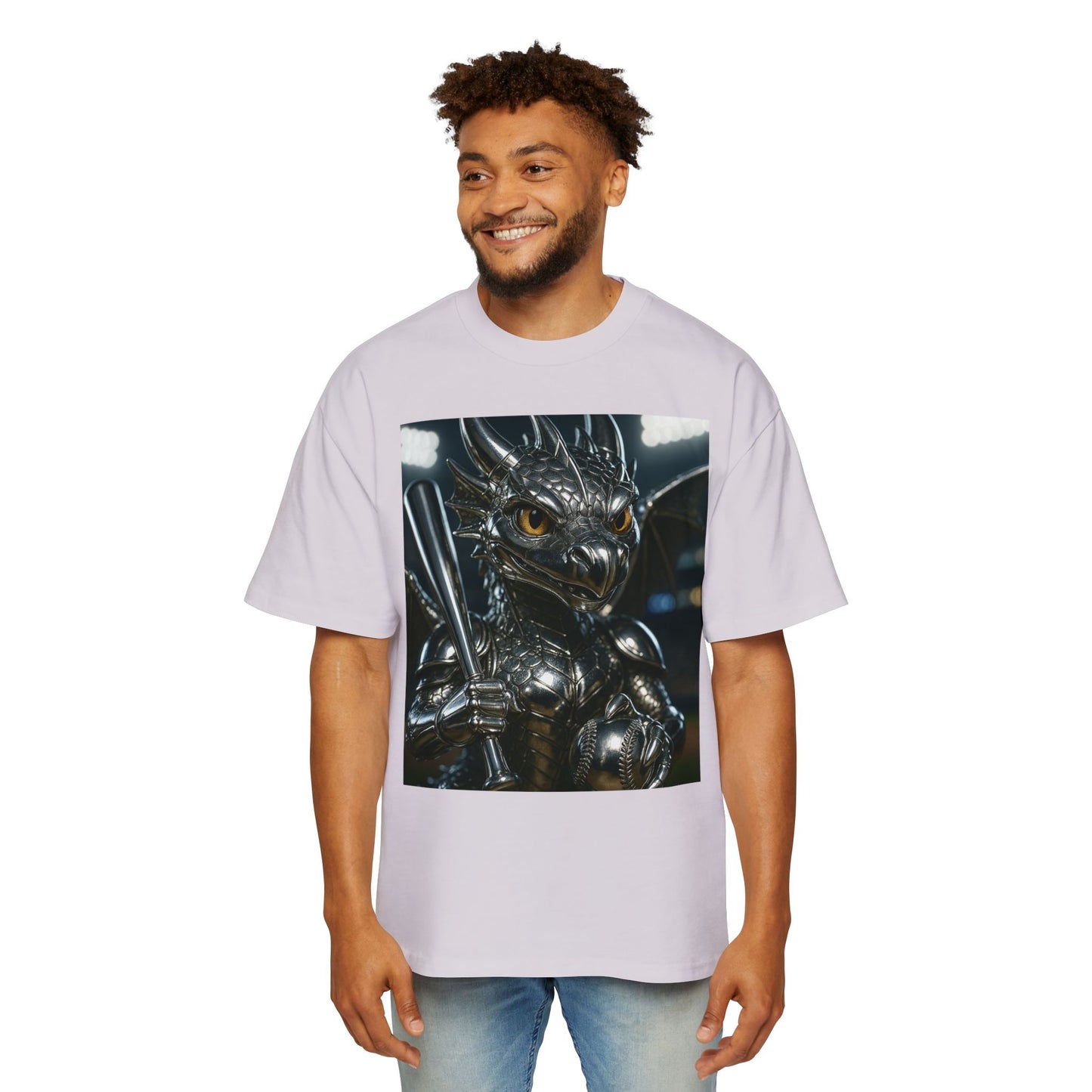 Metallic Dragon Graphic Tee - Oversized Heavy T-Shirt for Gamers, Fantasy Fans, Gifts for Birthdays, Comic Con, Summer Style