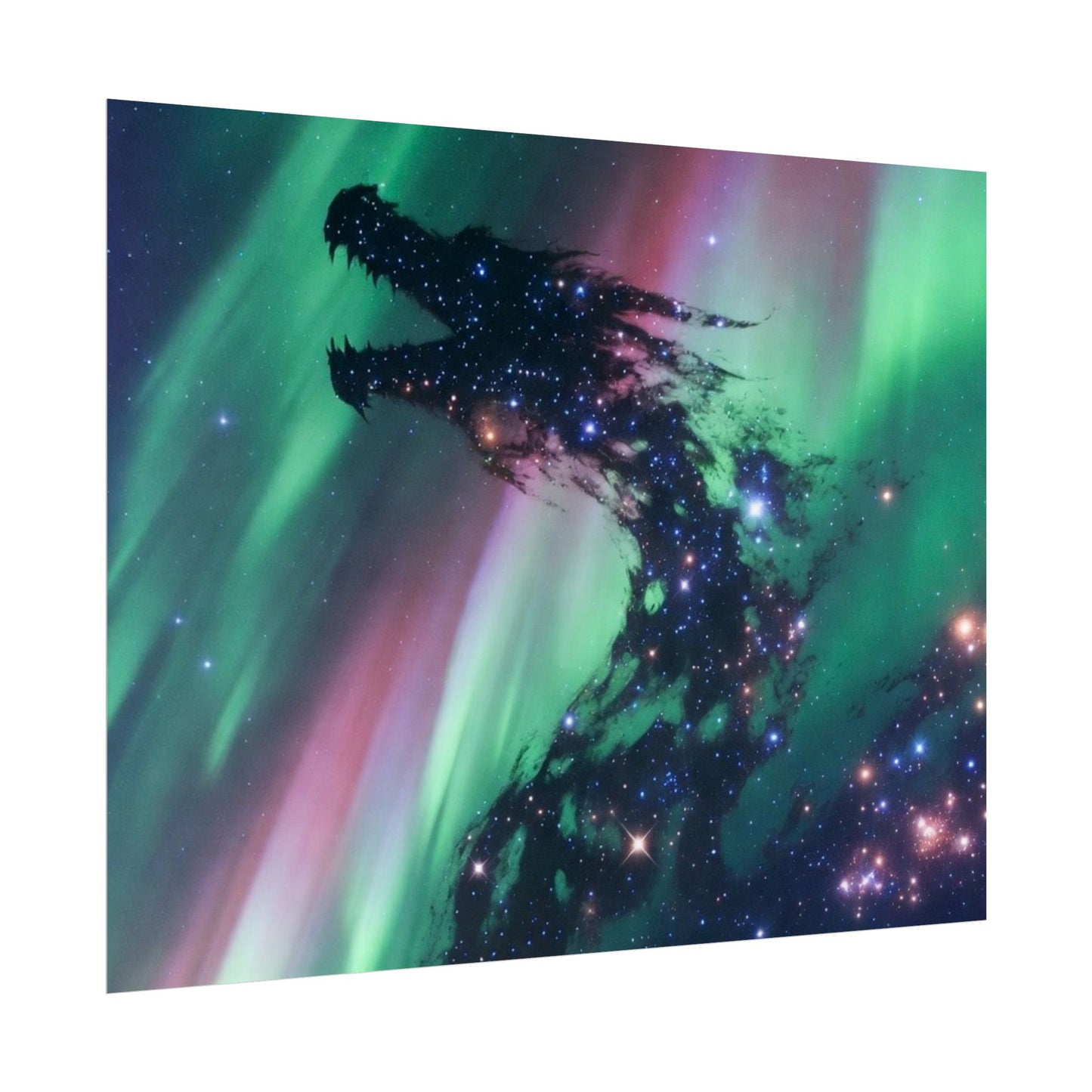 Aurora Dragon Poster — Cosmic Northern Lights Wall Art (Rolled Poster)