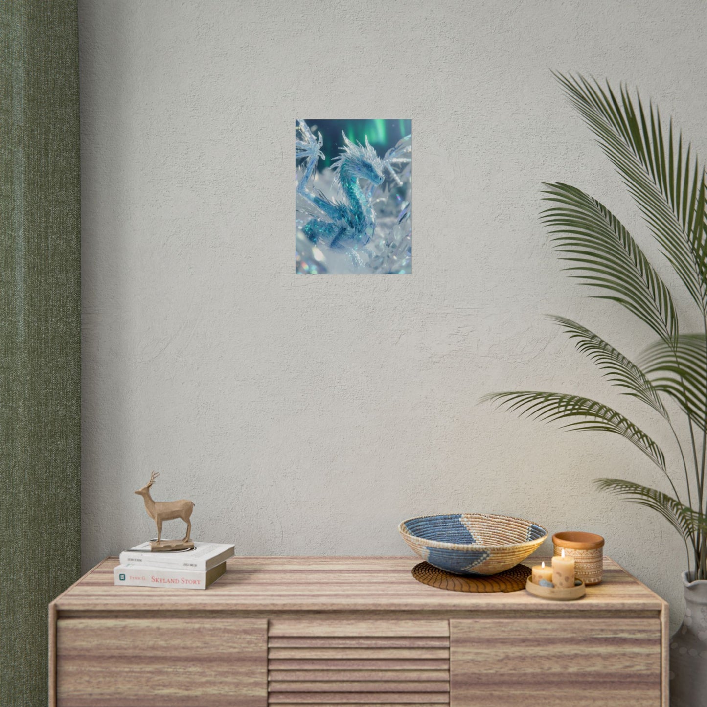 Ice Crystal Dragon Poster — Fantasy Aurora Wall Art (Rolled Poster)