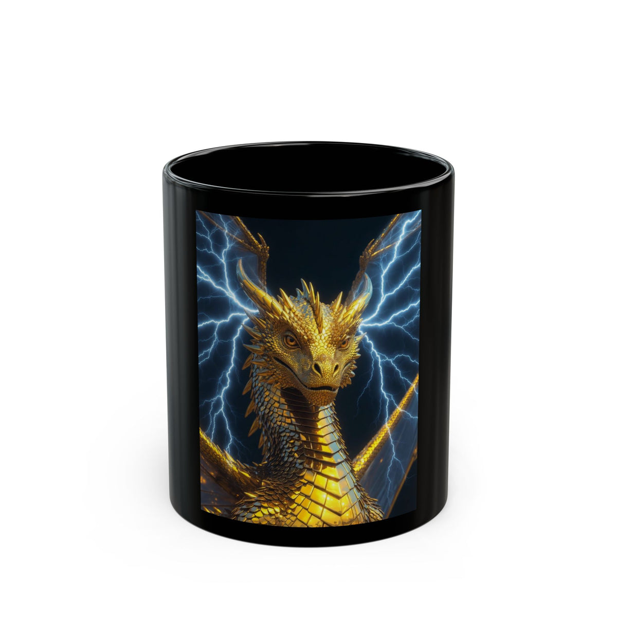 A Lambo Yellow Golden Storm Dragon Mug — Fantasy Dragon Coffee Cup (11oz & 15oz)