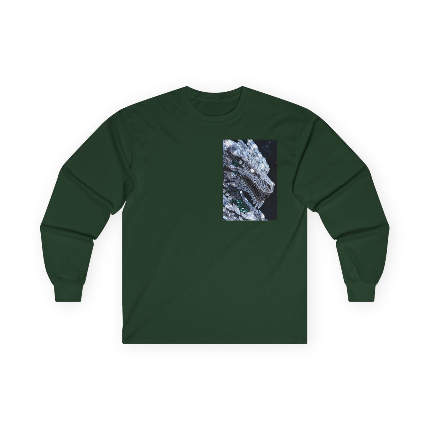 Long Sleeve Tee — Abstract Iridescent Crystal Photo Pocket Print