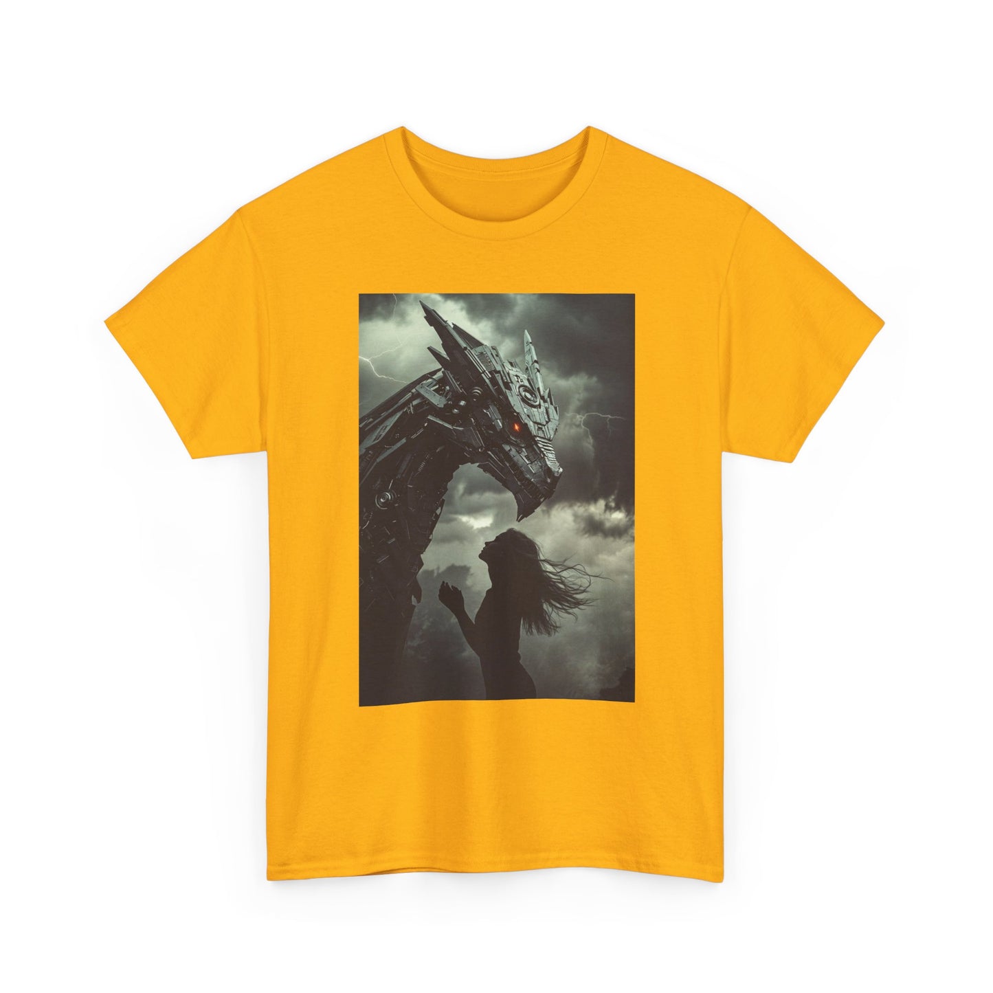 Dragon & Girl Fantasy T-Shirt — Dark Mythical Art Tee