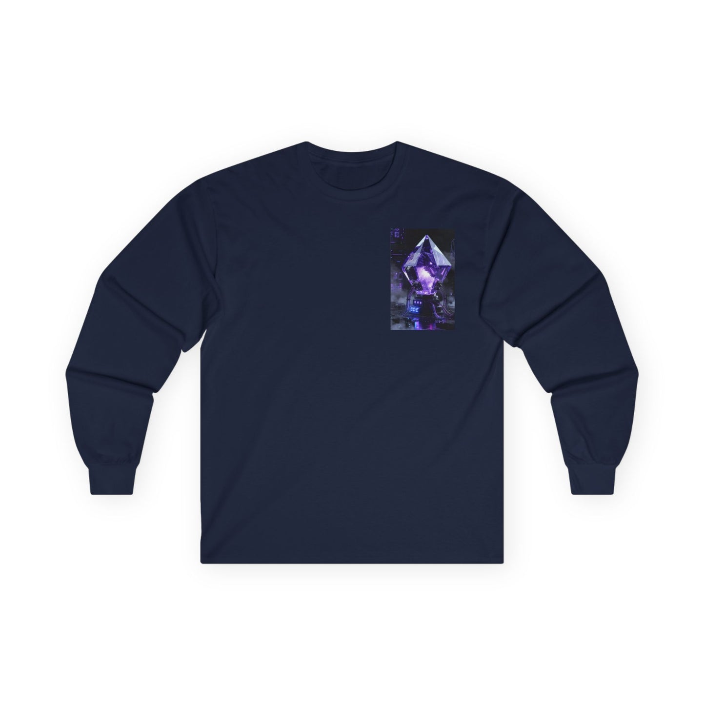 Long Sleeve Tee — Purple Crystal Skull Graphic