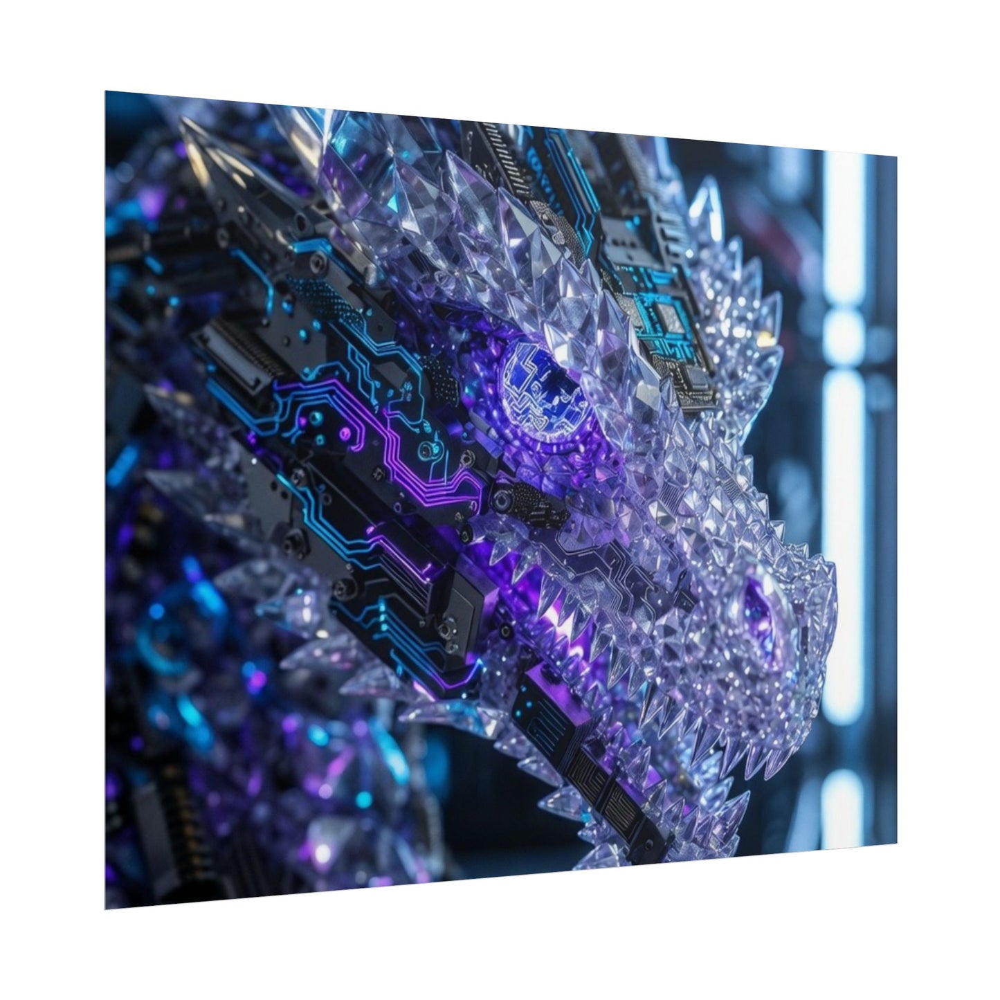 Rolled Poster — Cyber Crystal Dragon Art Print