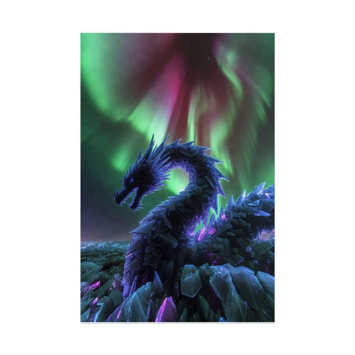Aurora Crystal Dragon Poster — Fantasy Wall Art Print