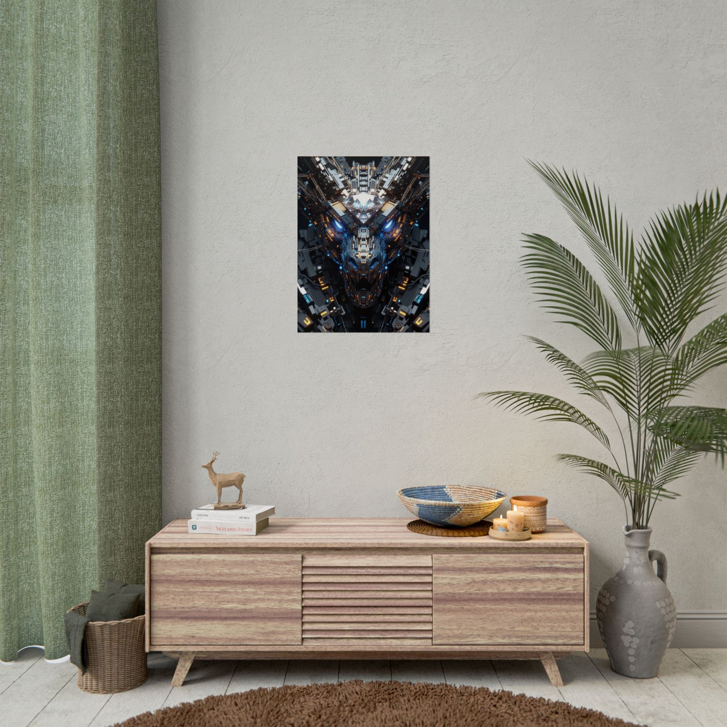Futuristic Mech Dragon Poster – Cybernetic Robot Art Print