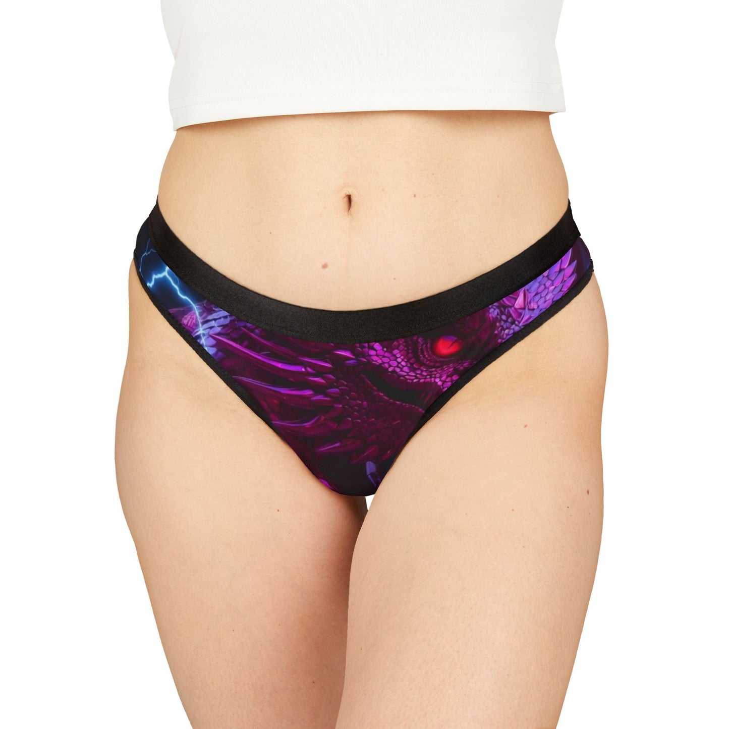 Dragon Night Women's Thong – Neon Purple Fantasy Print