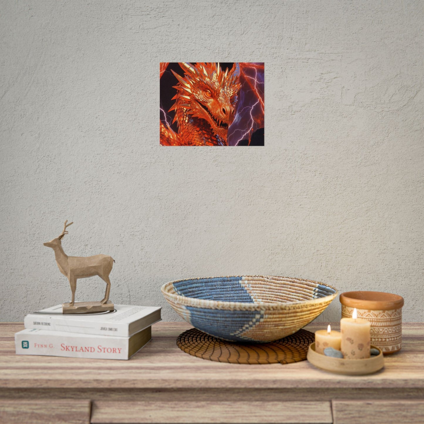 Orange Lightning Dragon Poster — Fantasy Wall Art for Gamers & Fans