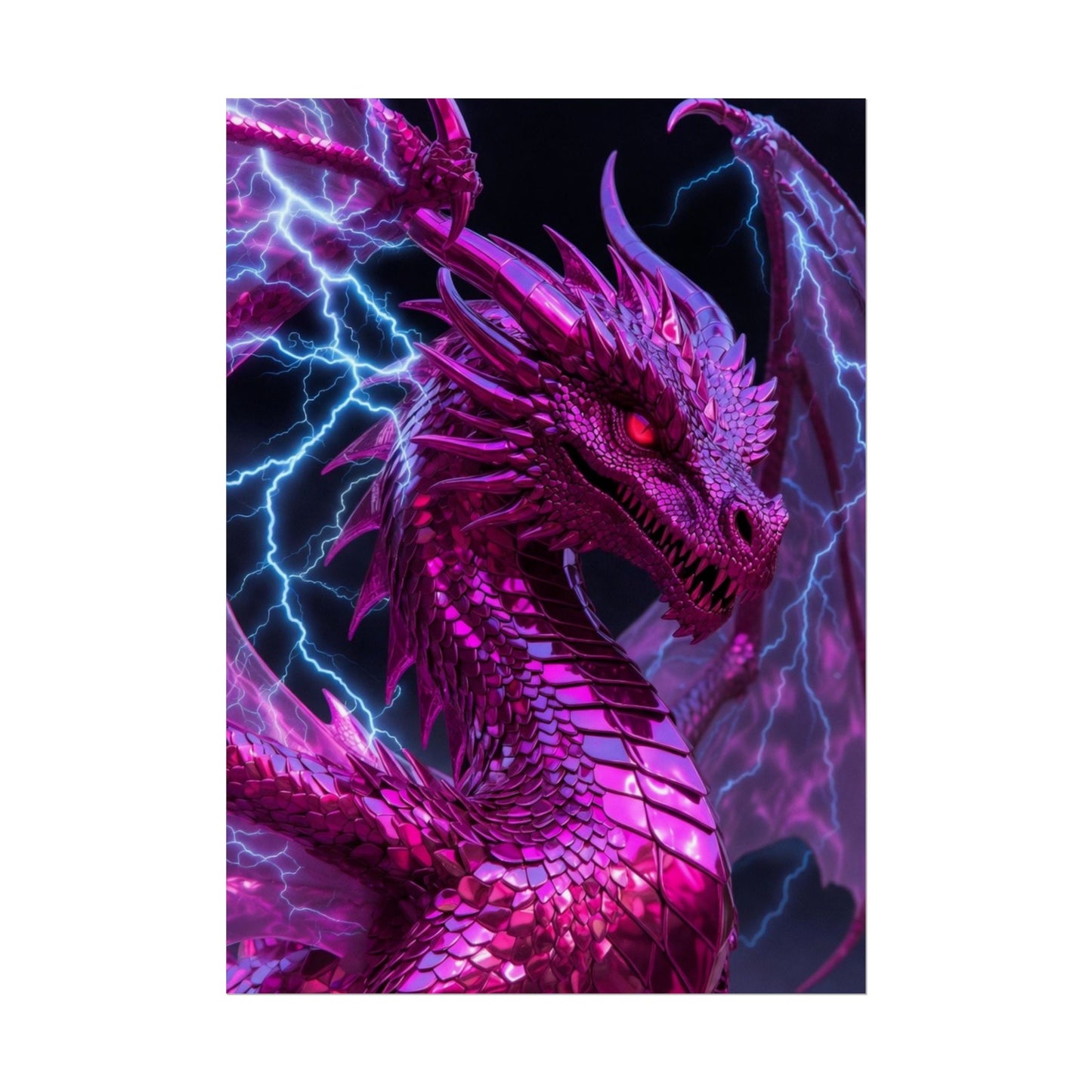 Pink Electric Dragon Poster — Fantasy Wall Art Rolled Poster